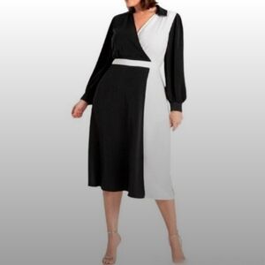 Eloquii Black and White Midi Dress